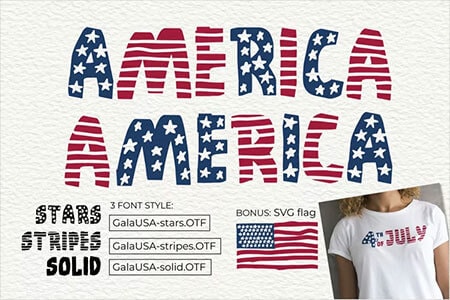 Retro USA - Star Stripes Independence Day Font